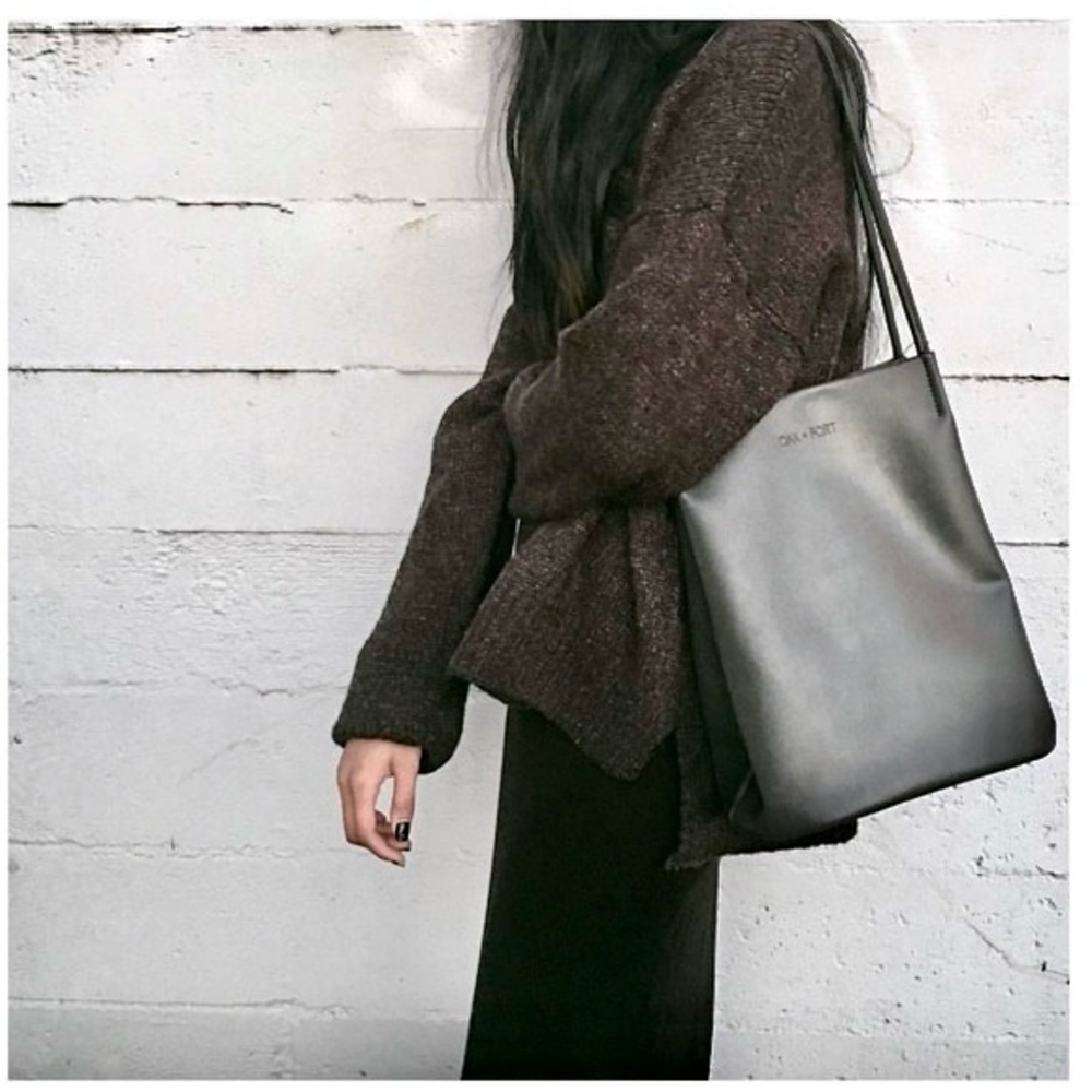 2/$25 OAK + FORT Charcoal Grey Minimalist Tote Bag